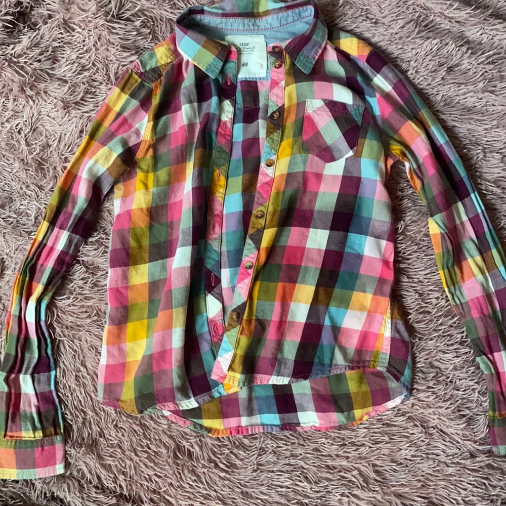 H&M Plaid Girls Top 9/10